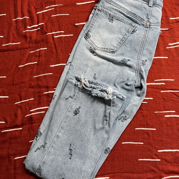 Embroidered Snake Jeans - Picture 2 of 4